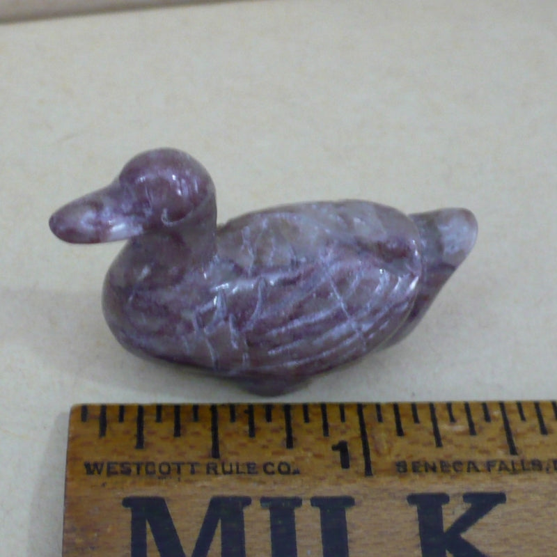 1960s Folk Art Lepidolite Duck Figurine Fetish