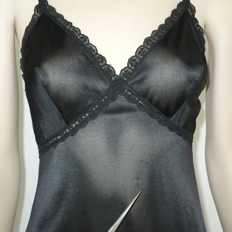 1970s Vintage Black Nylon Full Slip The Doesn't Slip by Sears.