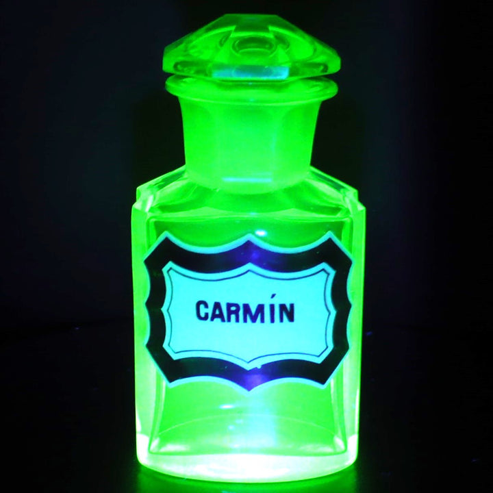 1916 Uranium Glass Carmine Apothecary Jar