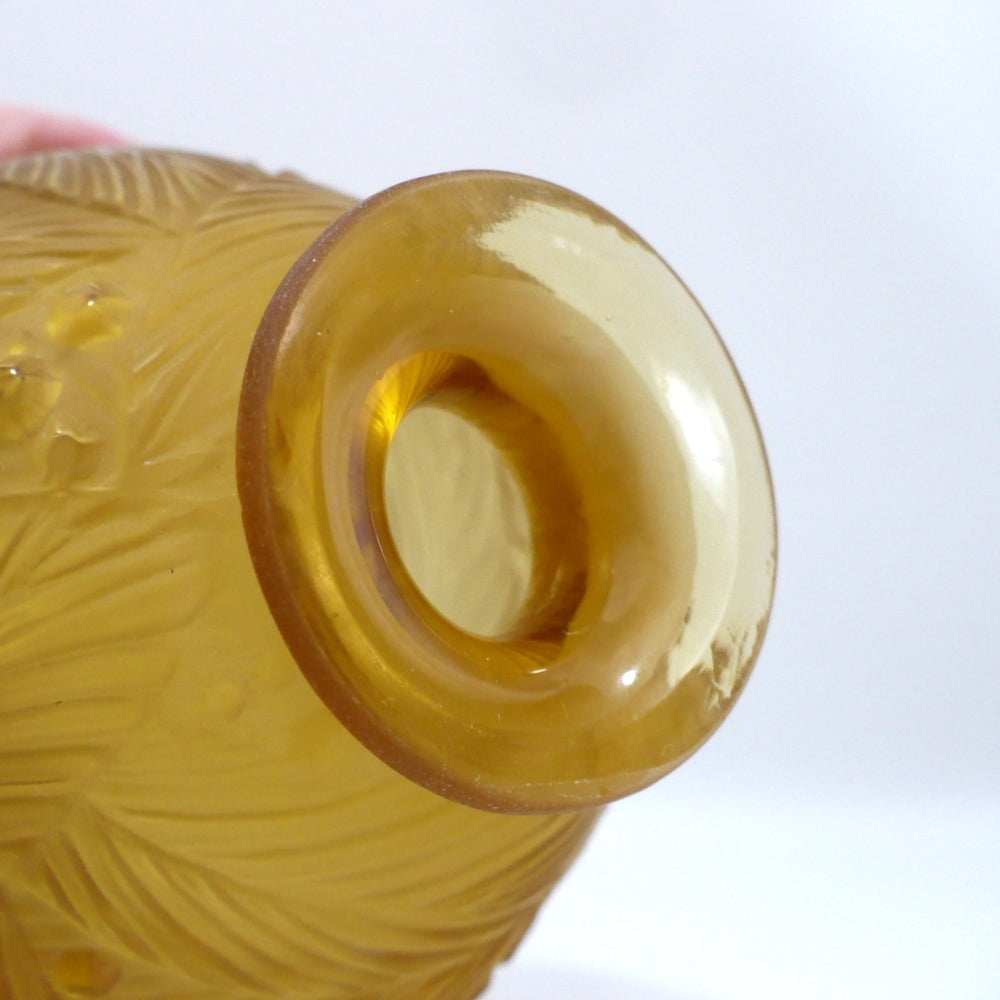 1930s Art Deco Sabino France Amber Glass Vase.