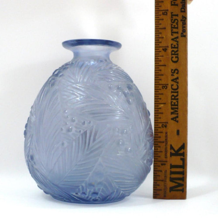 1930s Art Deco Sabino France Blue Glass Vase.