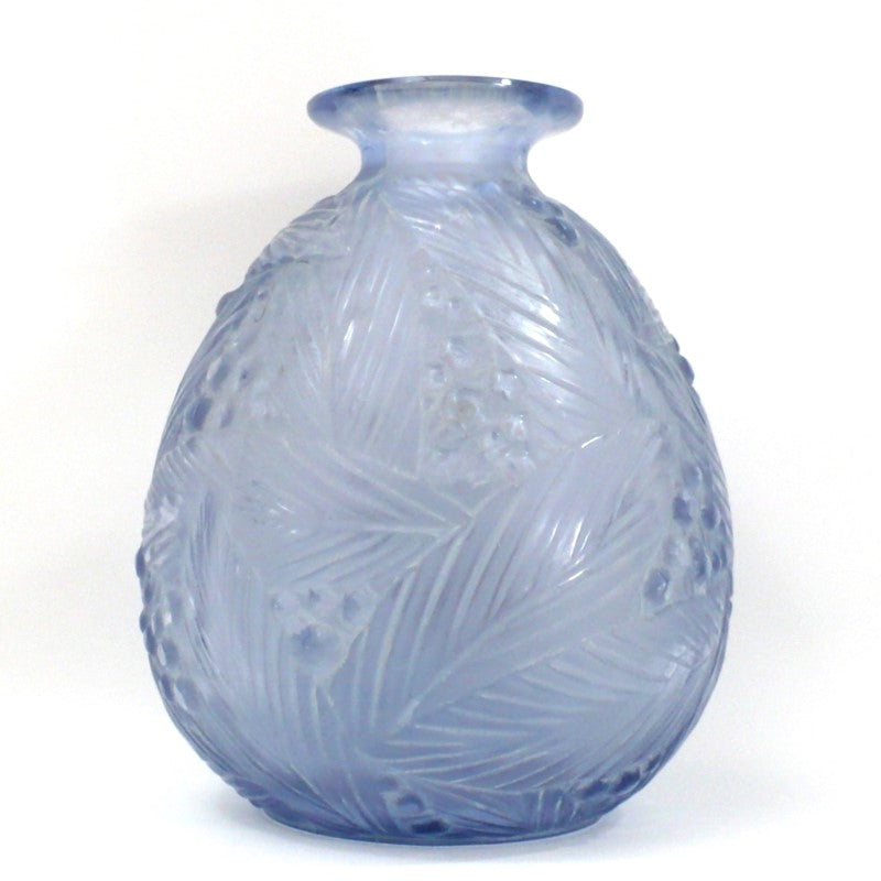 1930s Art Deco Sabino France Blue Glass Vase