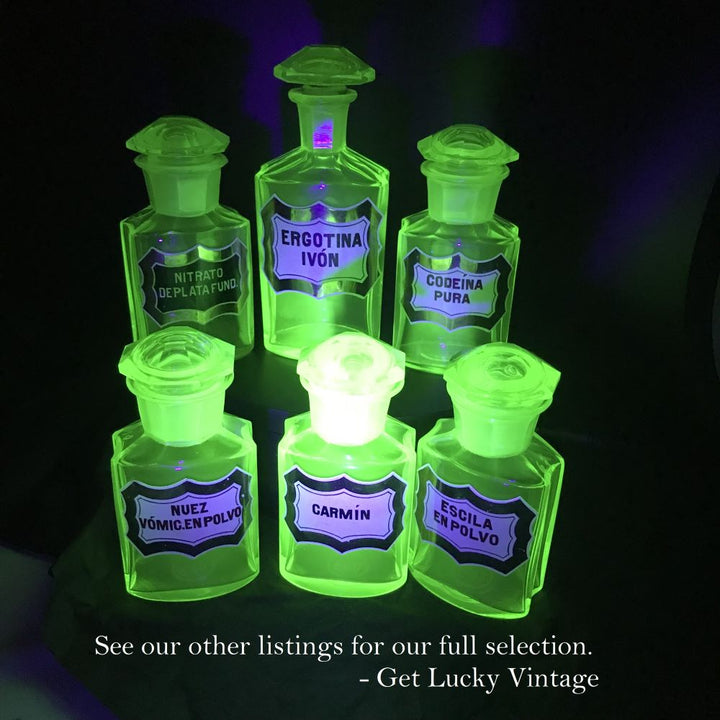 uranium glass apothecary jars showing other jars listed separately.