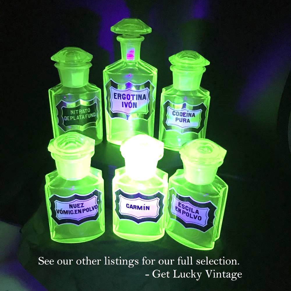 uranium glass apothecary jars showing other jars listed separately.