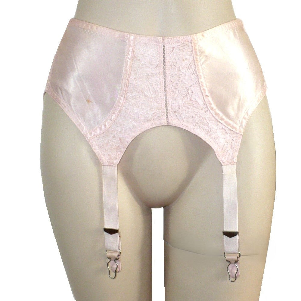 1940s Vintage Pin-up Girl Pink Satin and Lace Garter Belt.