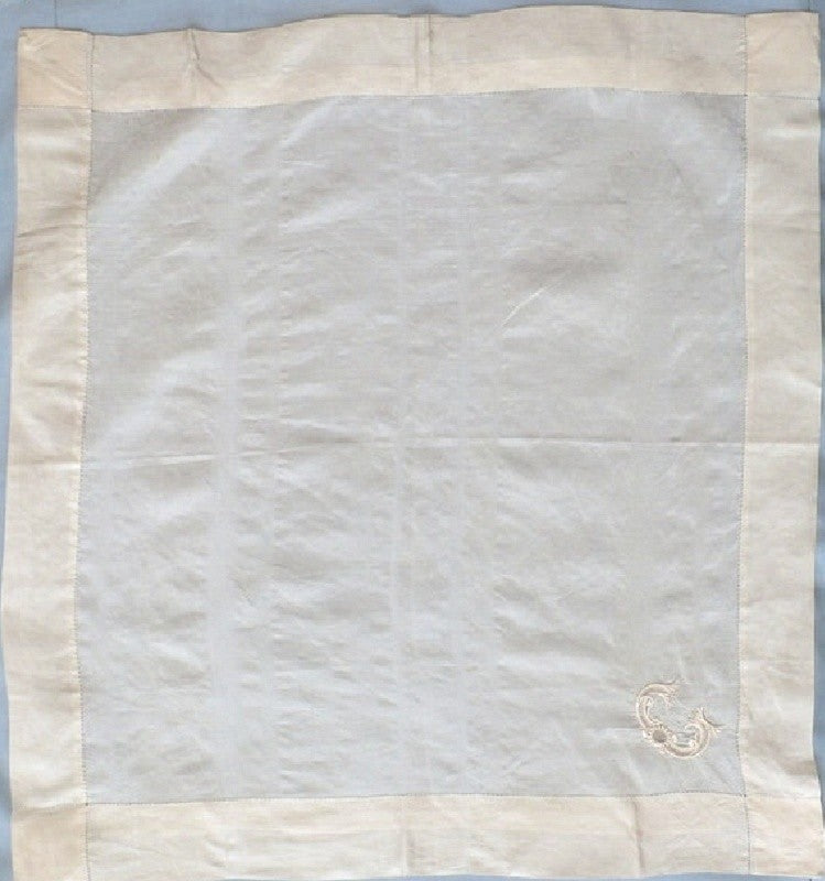 Men's Victorian Monogrammed Silk Handkerchief.