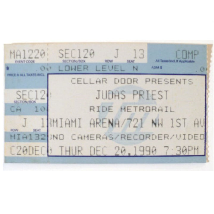 Judas Priest Painkiller Tour Ticket 1990 Megadeth, Testament