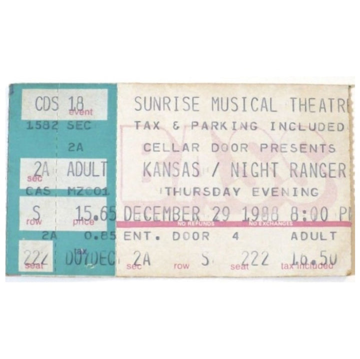 Kansas Night Ranger In the Spirit of Things Tour Ticket 1988