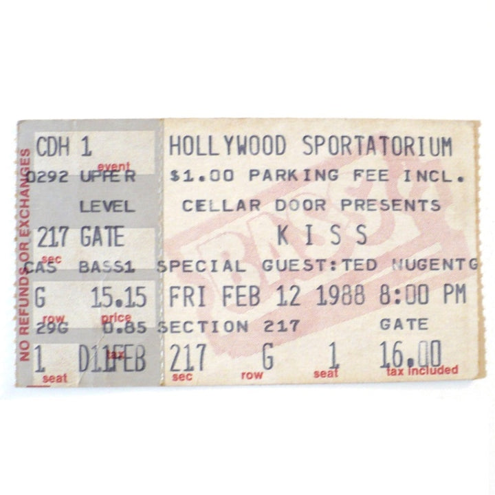 Kiss Crazy Nights Tour Ticket 1988 Ted Nugent