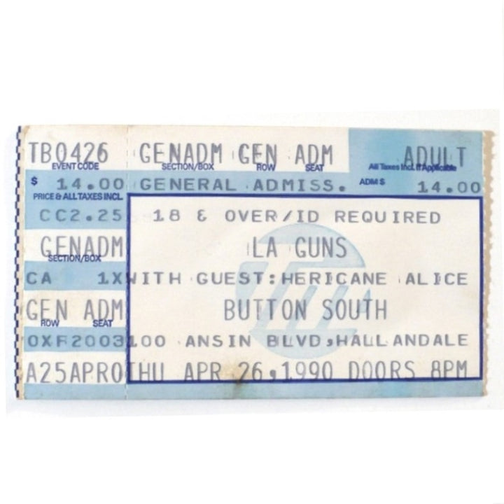 L.A. Guns Cocked & Loaded Tour Ticket 1990