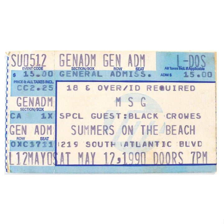 MSG McAuley Schenker Group Tour Ticket 1990 Black Crowes