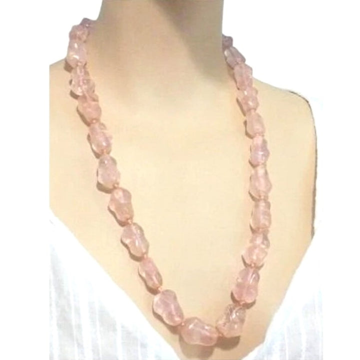 1980s Rose Quartz Beaded Necklace