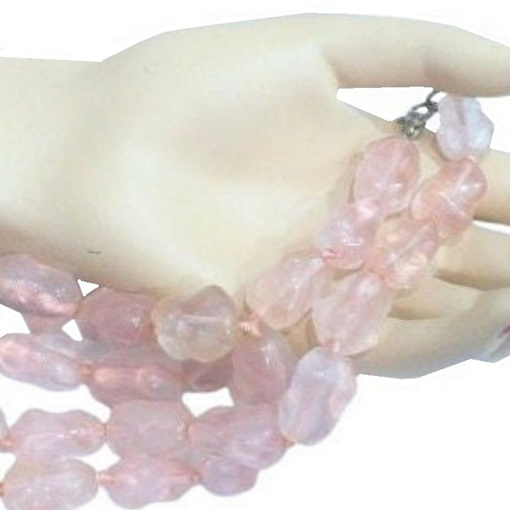 1980s Rose Quartz Beaded Necklace