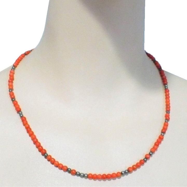 1970s Coral & Hematite Necklace