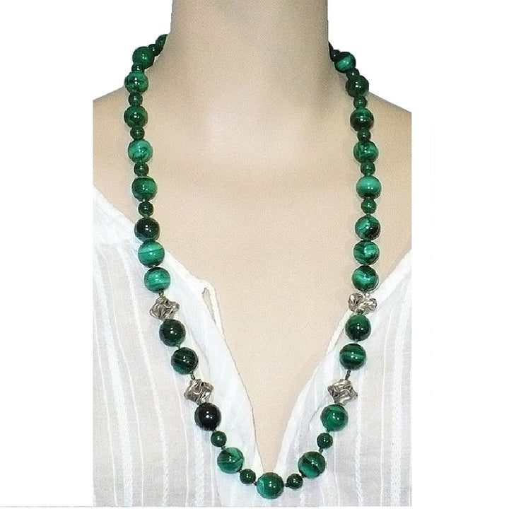 1970s Malachite Silver Necklace