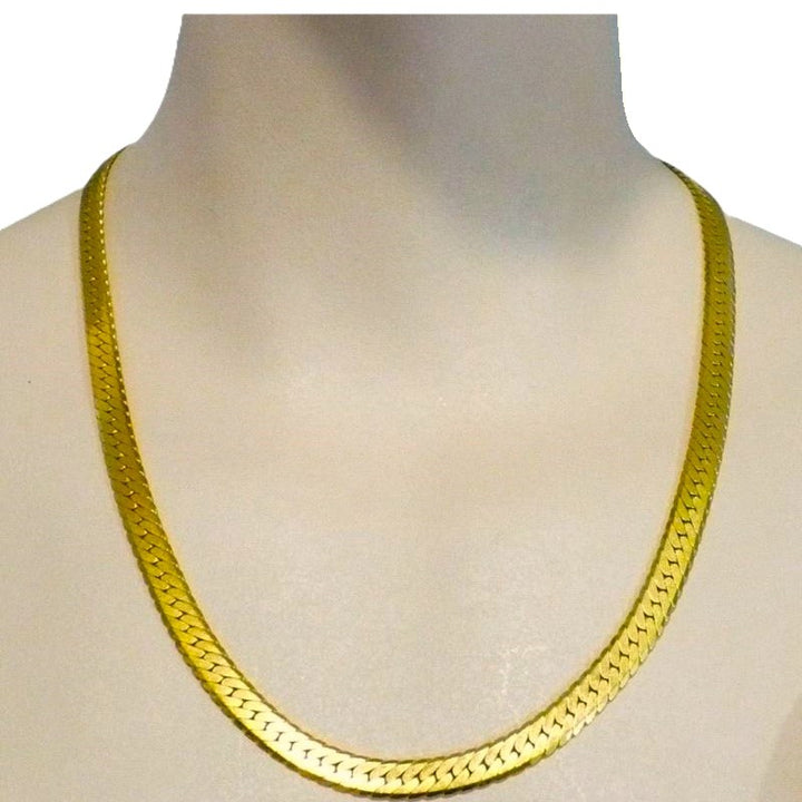 1980s Herringbone Gold Tone Necklace