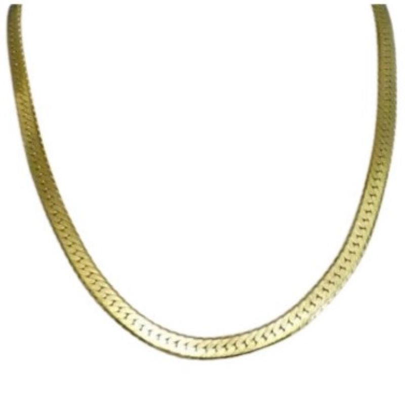 1980s Herringbone Gold Tone Necklace