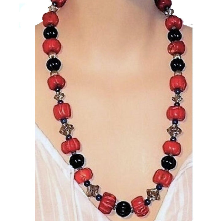 1970s Red Coral & Lapis Necklace