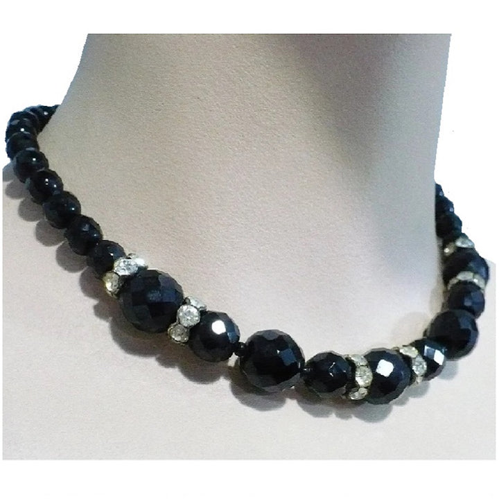 1950s Black Czech Glass Necklace