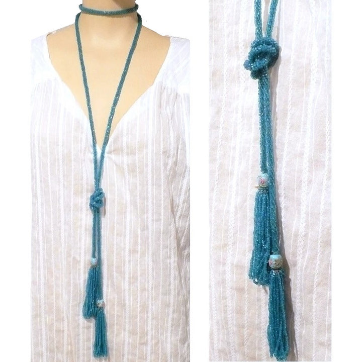 1920s Blue Sautoir Necklace