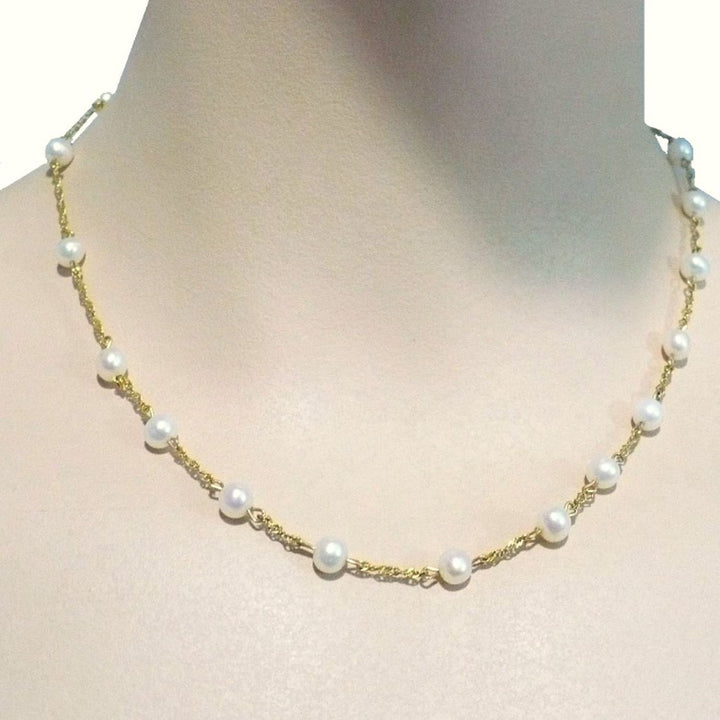 1980s 14k Gold Pearl Necklace