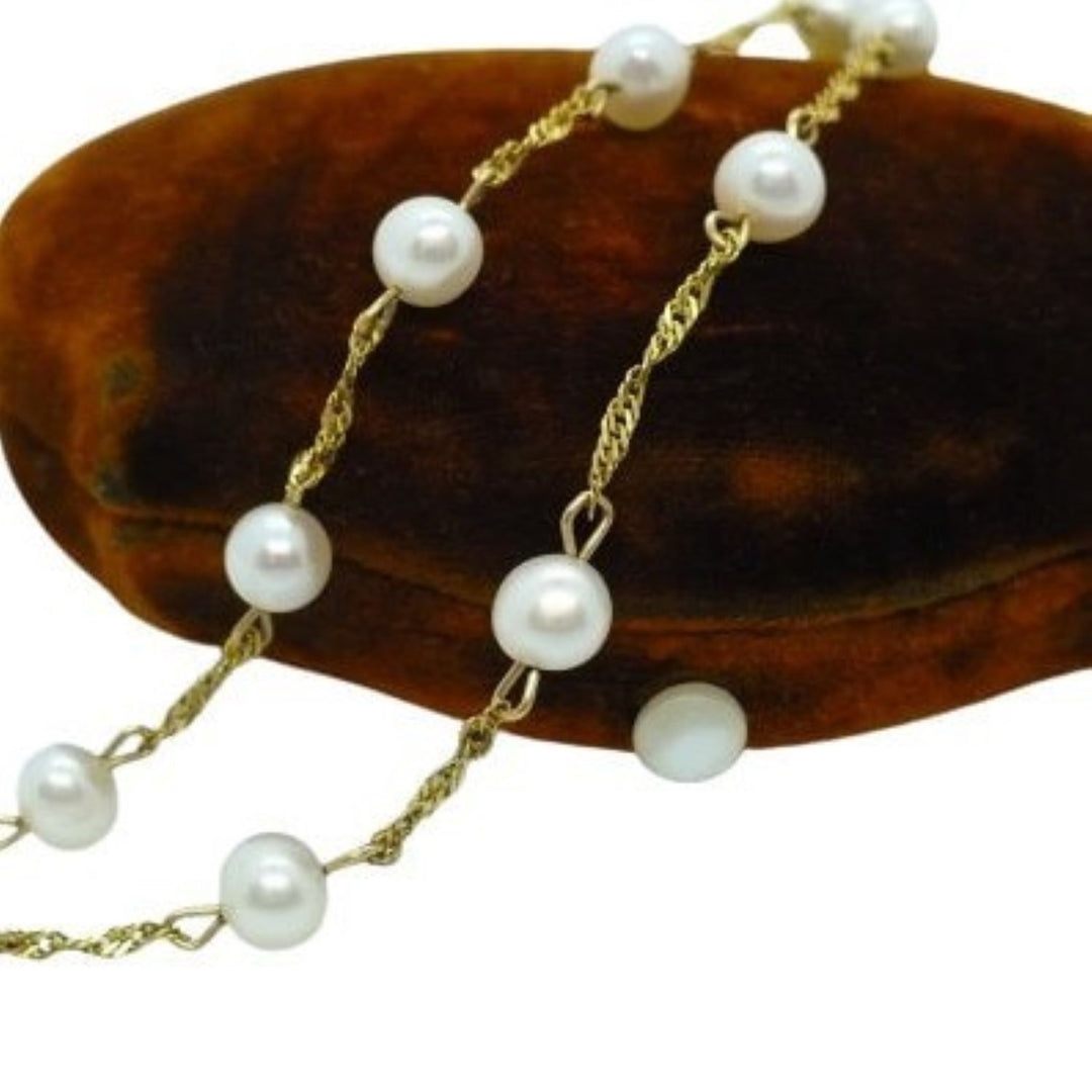 1980s 14k Gold Pearl Necklace