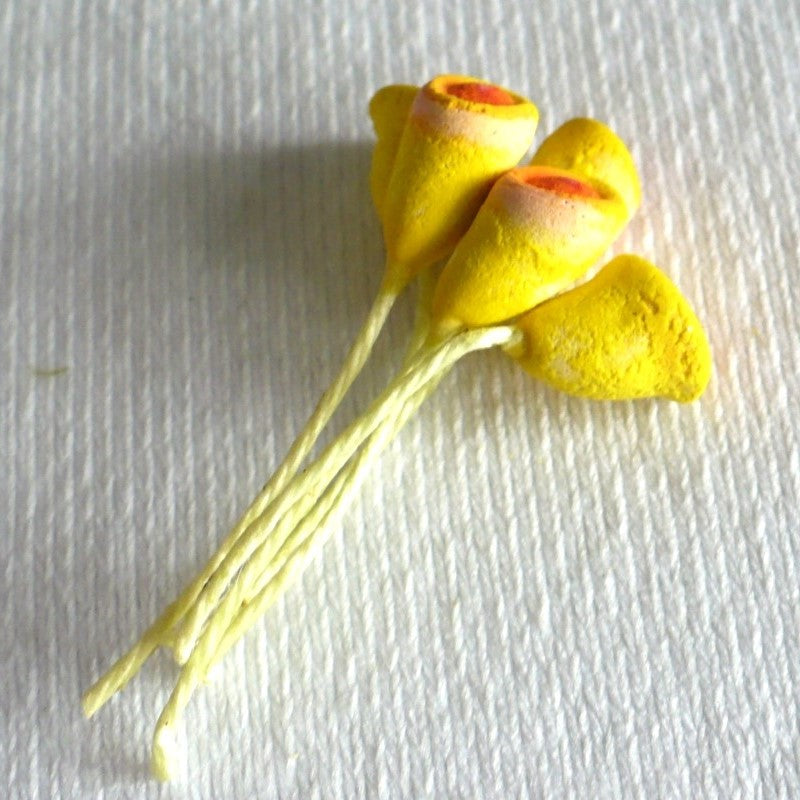 1950s Vintage 4cm Yellow Orange Calla Lily Millinery Stems