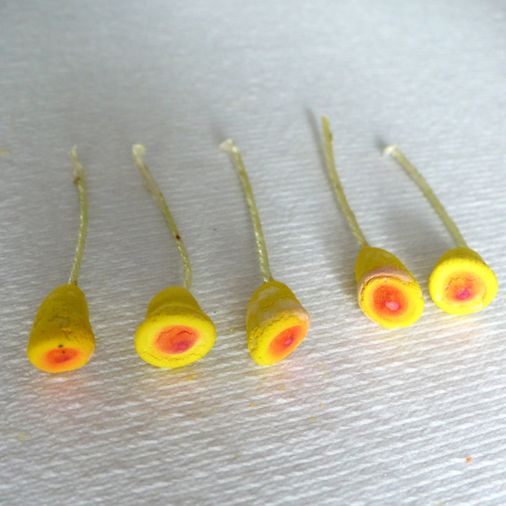 1950s Vintage 4cm Yellow Orange Calla Lily Millinery Stems