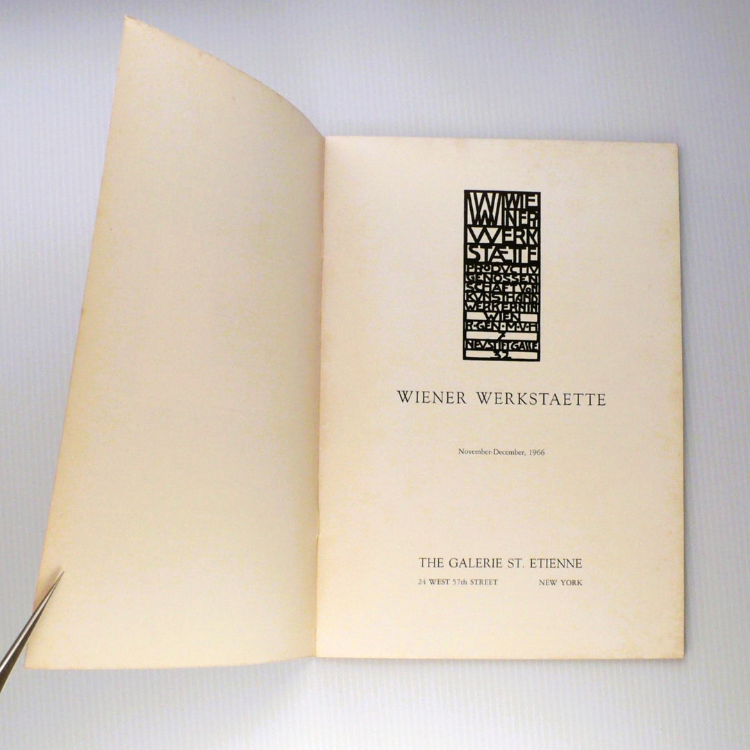 Wiener Werkstätte Nov-Dec 1966 Galerie St. Etienne New York (Vienna Workshops)