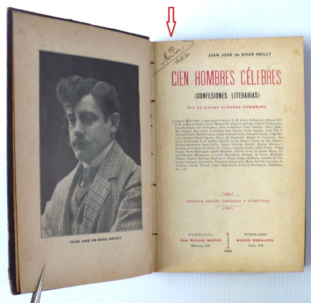 Cien Hombres Célebres: Confesiones Literarias Reilly 1909