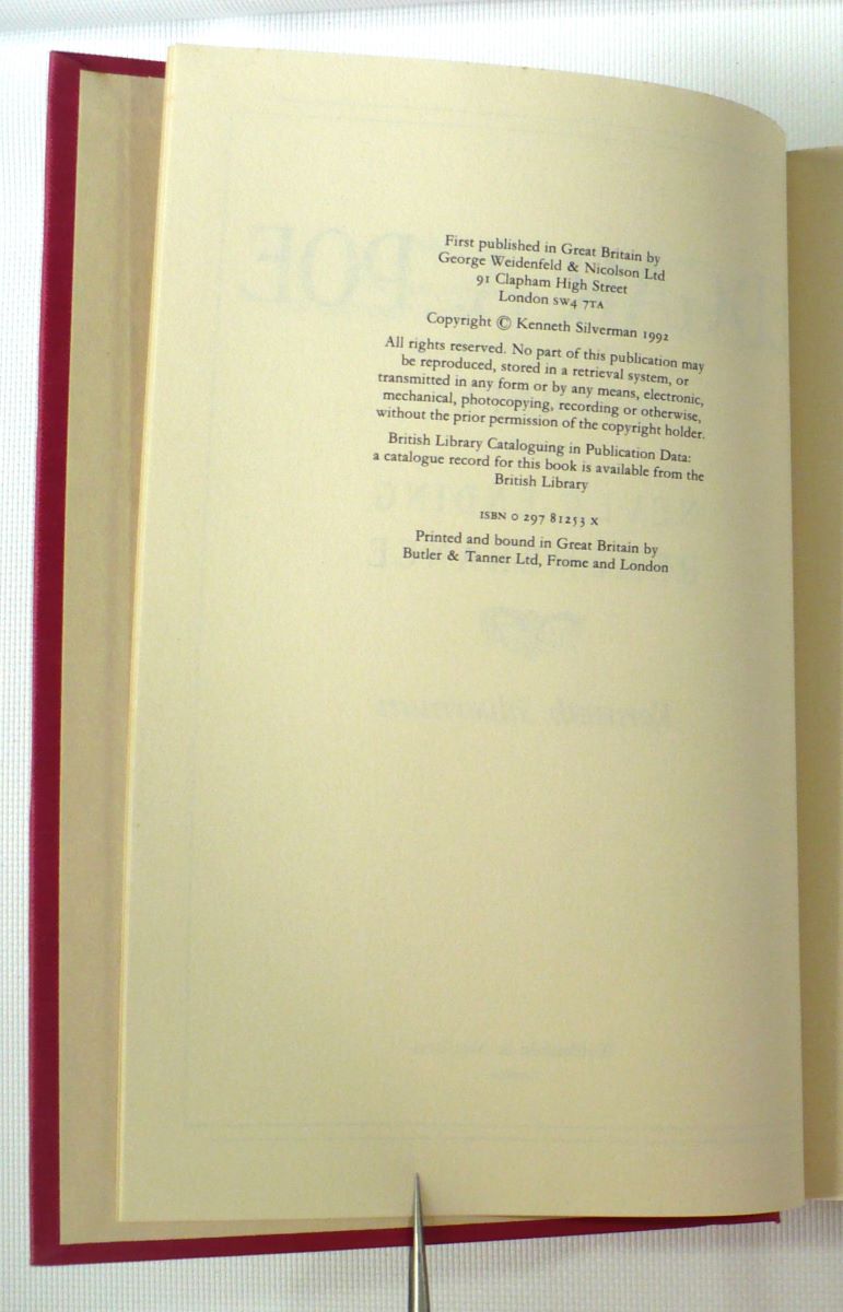 Edgar A. Poe Mournful and Never-ending Remembrance by Kenneth Silverman 1992