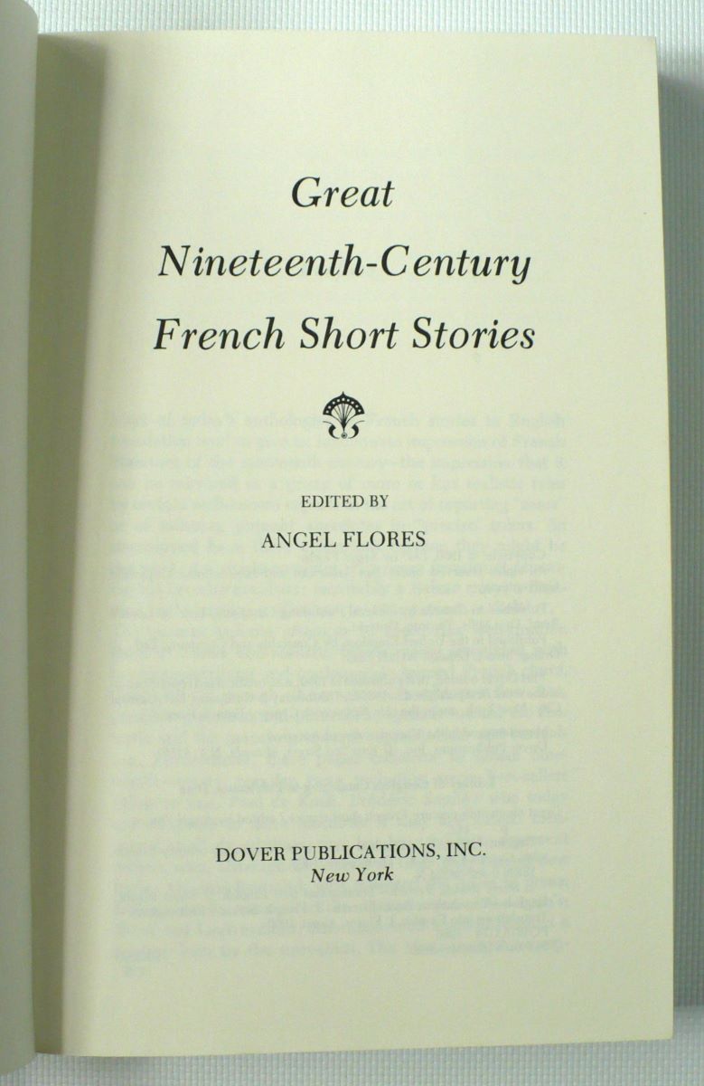 Great Nineteenth-Century French Short Stories Flores ed. 1990