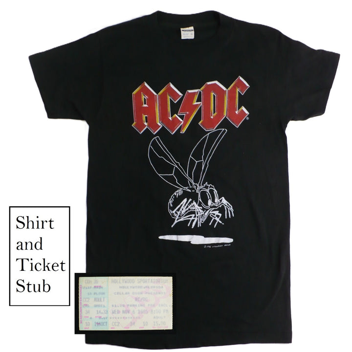 AC/DC Fly on The Wall Tour T-Shirt & Ticket 1985