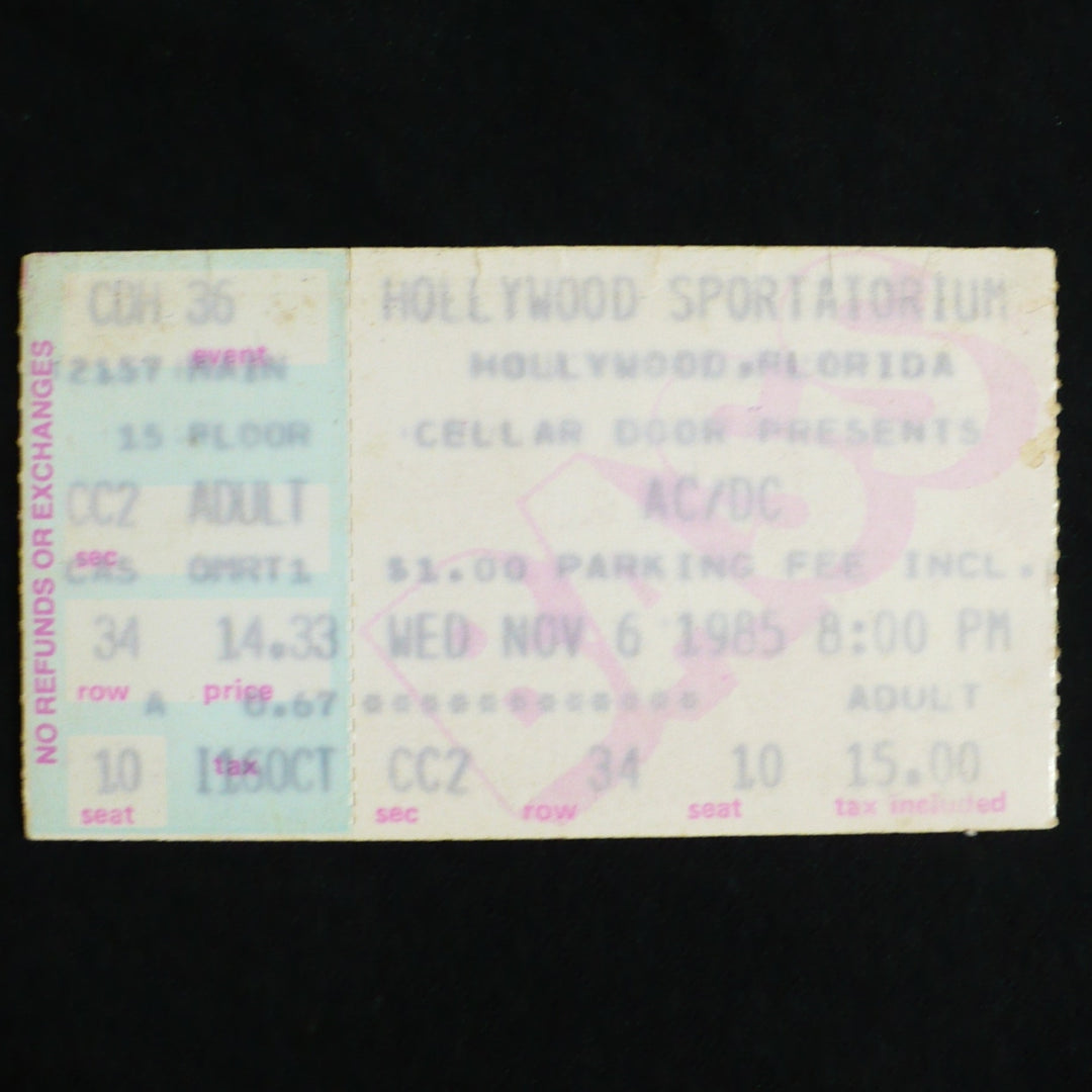 AC/DC Fly on The Wall Tour T-Shirt & Ticket 1985