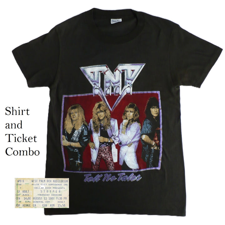 TNT Tell No Tales w/Stryper Tour T-Shirt & Ticket 1987