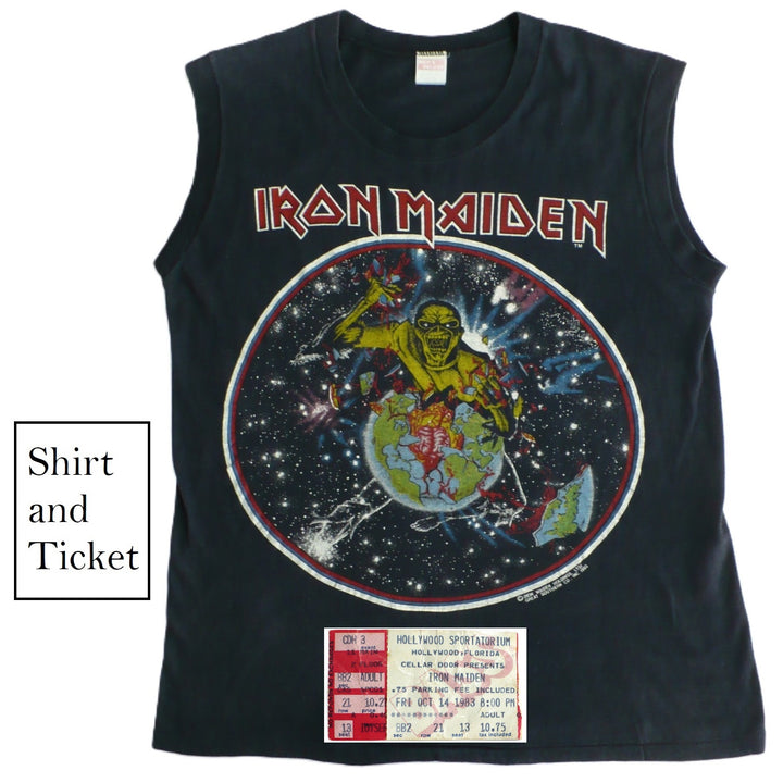 Iron Maiden World Piece Tour Shirt & Ticket 1983