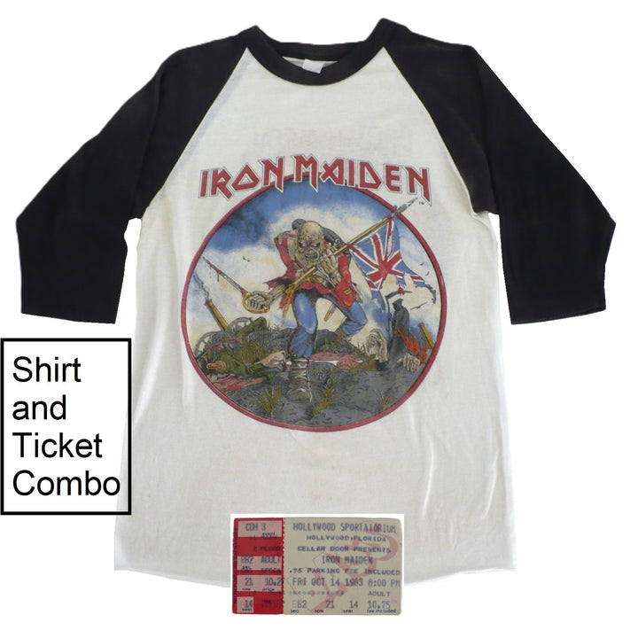 Iron Maiden World Piece Raglan Tour Shirt & Ticket 1983