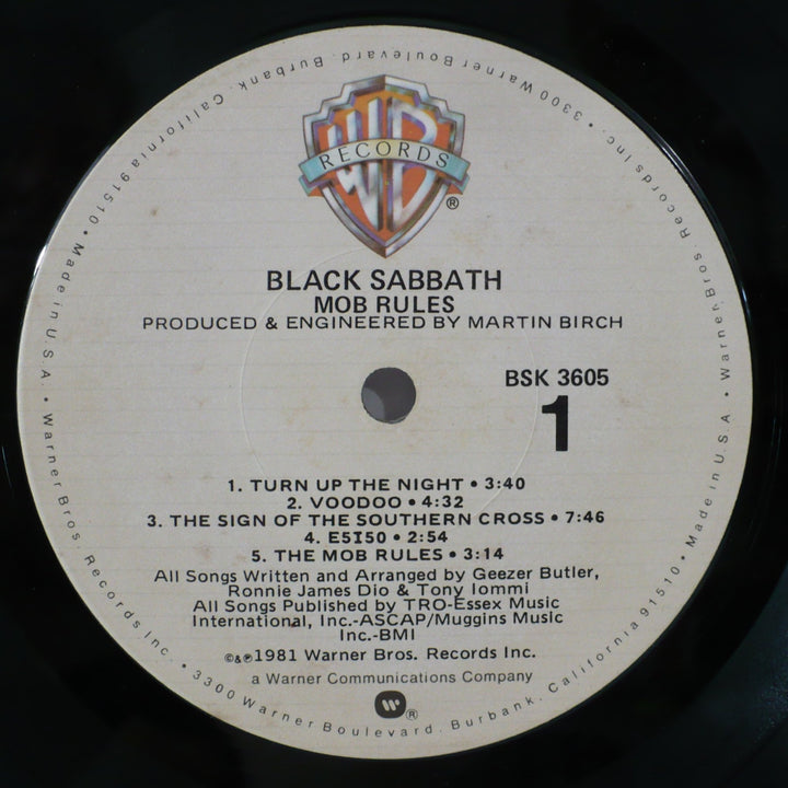 Black Sabbath Mob Rules 1981 Vintage Vinyl 12" Record.