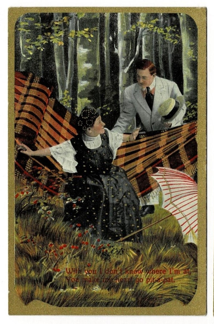 1909 Hanging Around You Hammock Postcard