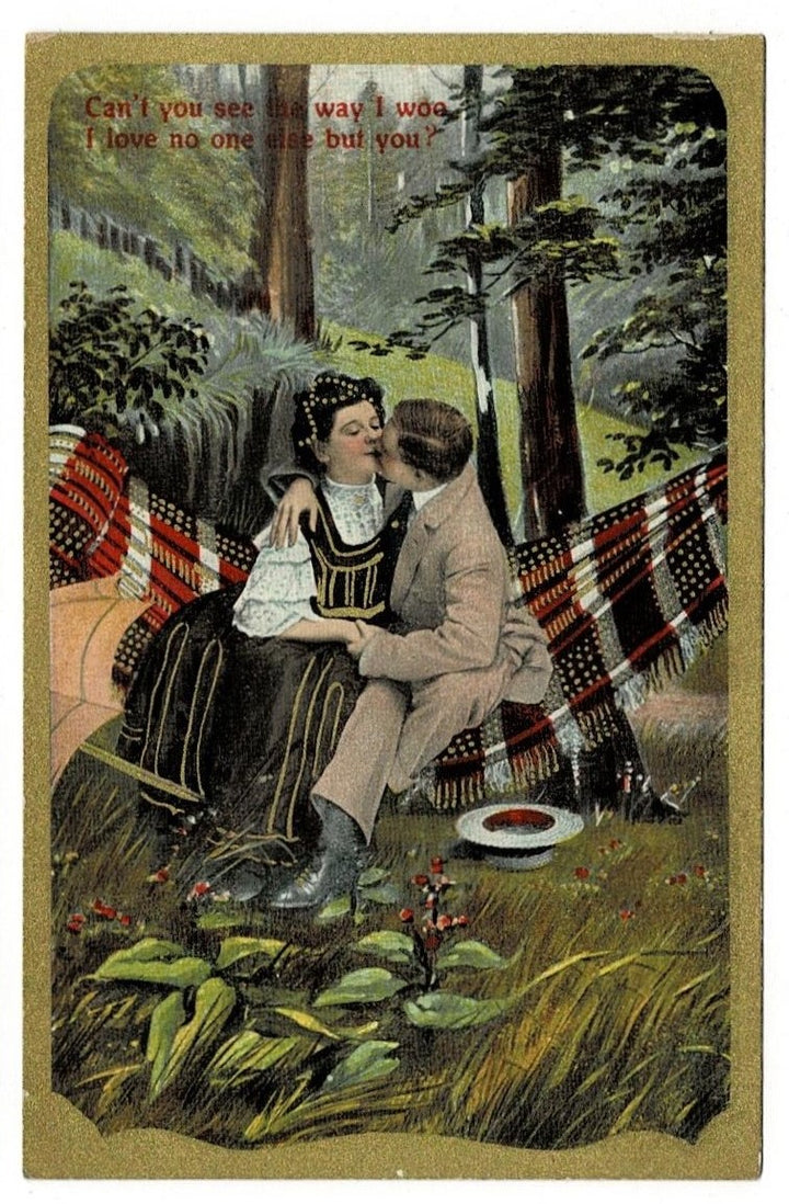 1909 Hammock Hugs & Kisses Postcard