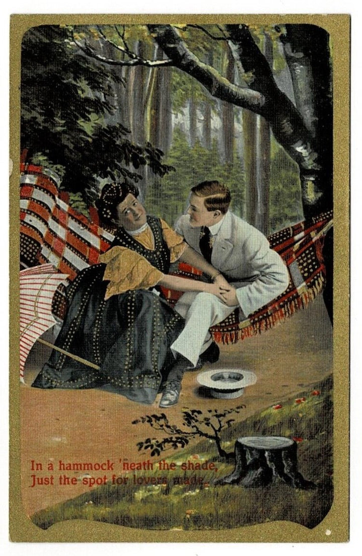 1909 Hungarian Hammock Seduction Postcard