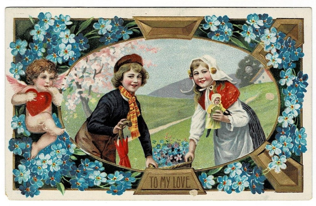 1910 Dutch Folk Costumes Valentine Postcard