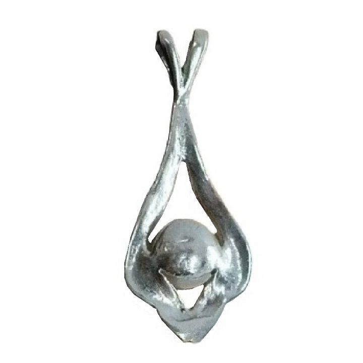 1980s Freeform Silver & Pearl Solitaire Pendant