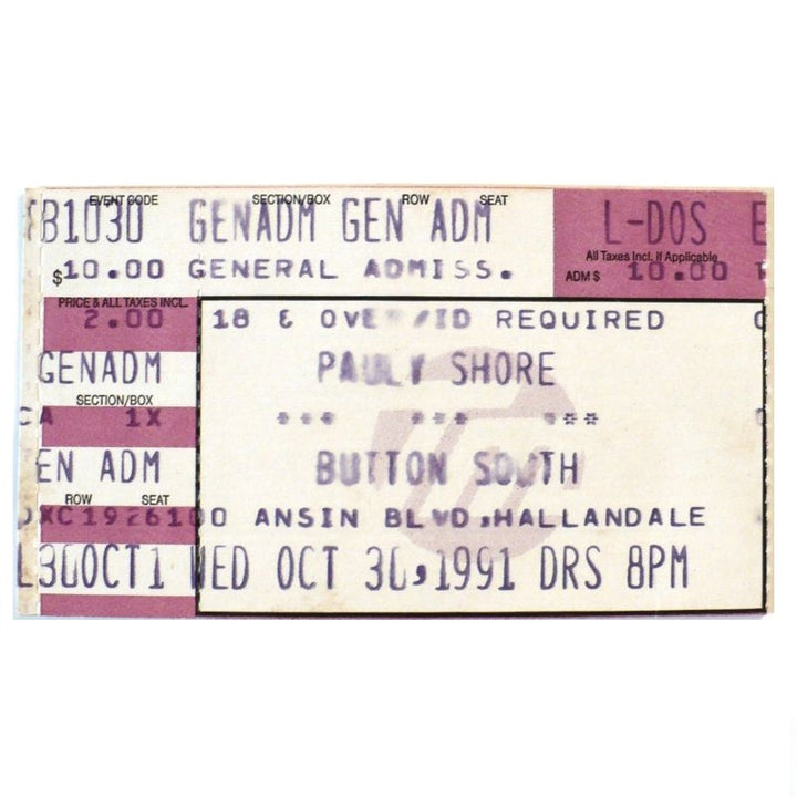 Pauly Shore The Future of America Tour Ticket 1991