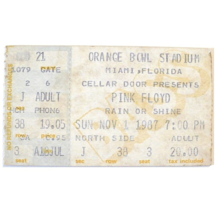 Pink Floyd A Momentary Lapse of Reason Ticket Stub 1987