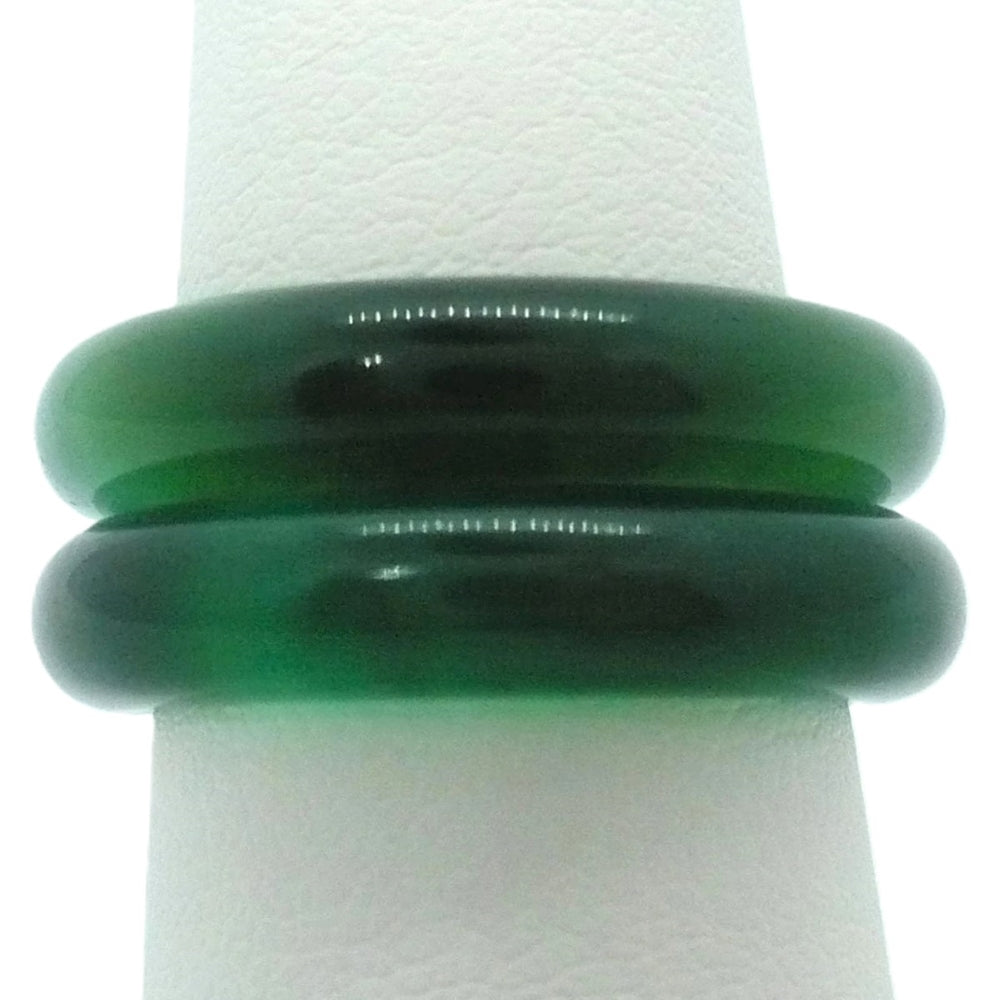 1960s Green Agate Hololith Ring