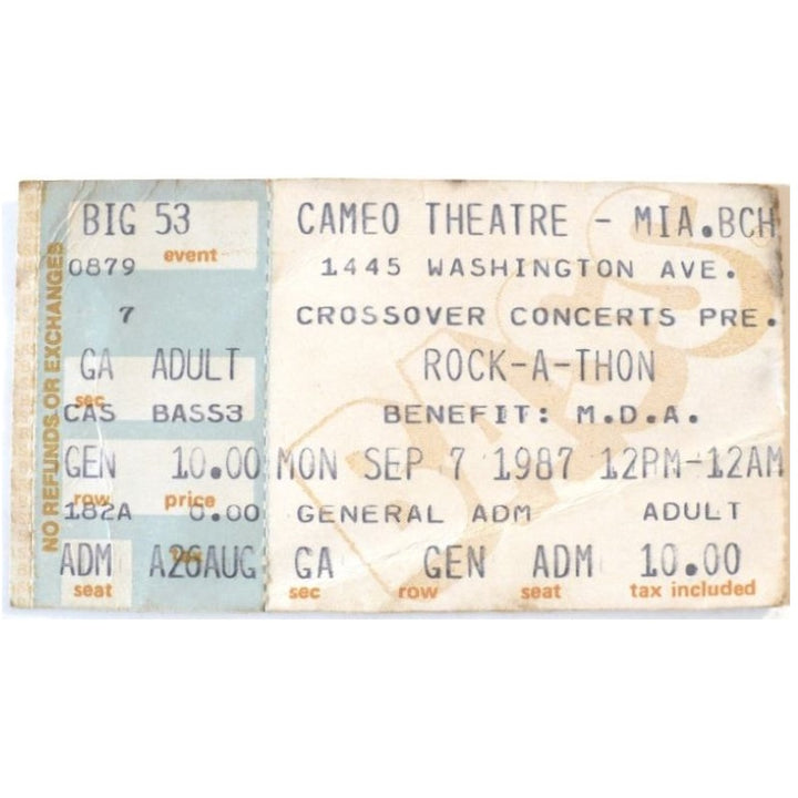 Rock-A-Thon Ticket 1987