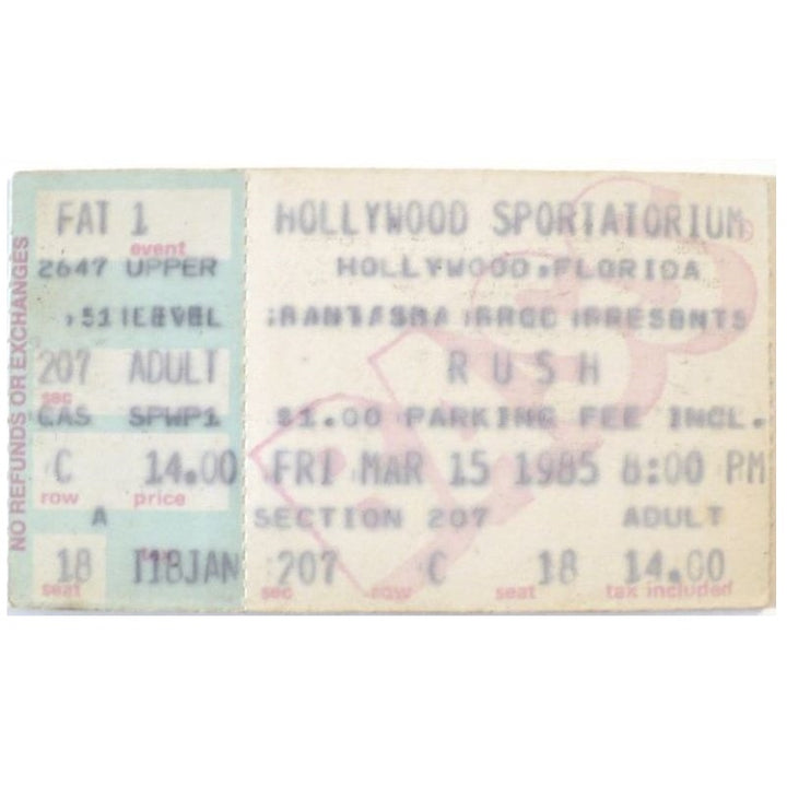 Rush Grace Under Pressure Tour Ticket 1985