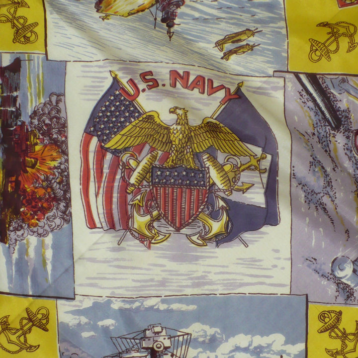 1940s Vintage WWII US Navy Silk Souvenir Scarf.