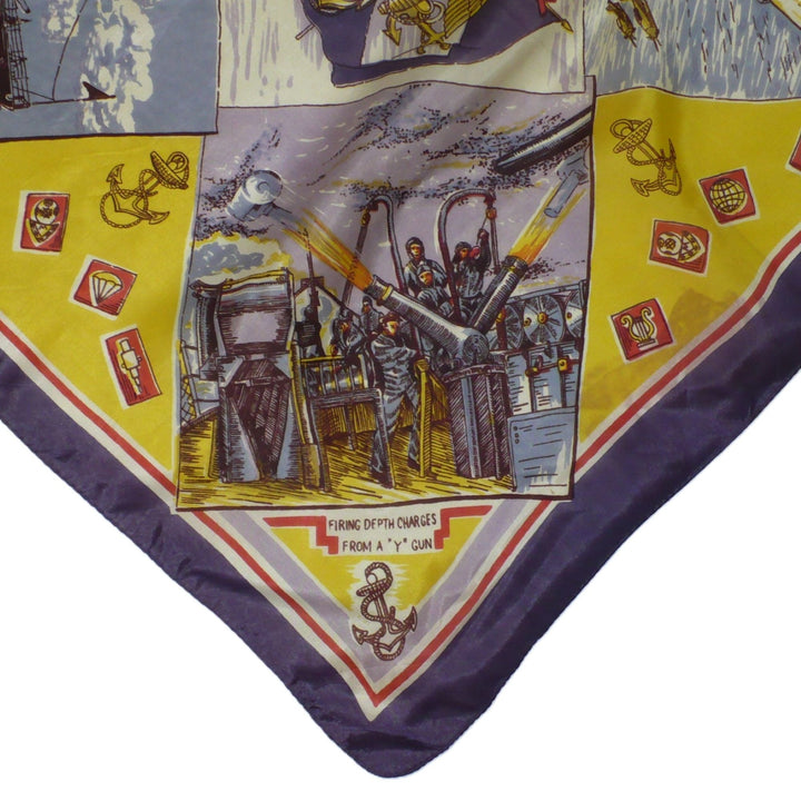 1940s Vintage WWII US Navy Silk Souvenir Scarf.